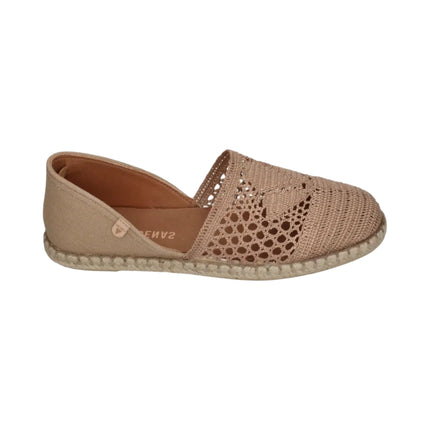 Verbenas Espadrillas Bassa da Donna in Tessuto Beige CARMEN CROCHET PIEDRA Verbenas 