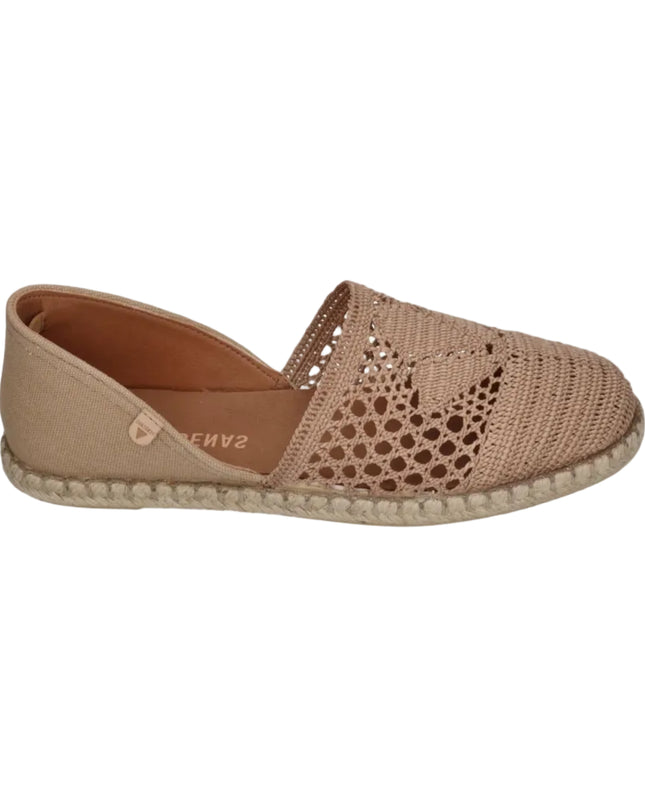 Verbenas Espadrillas Bassa da Donna in Tessuto Beige CARMEN CROCHET PIEDRA Verbenas 
