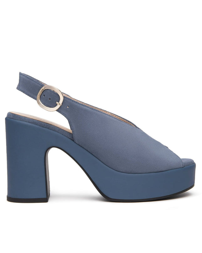 Nero Giardini Sandali Donna Spuntato con Tacco e Plateau in Camoscio Avio - MARIO SPATARELLA